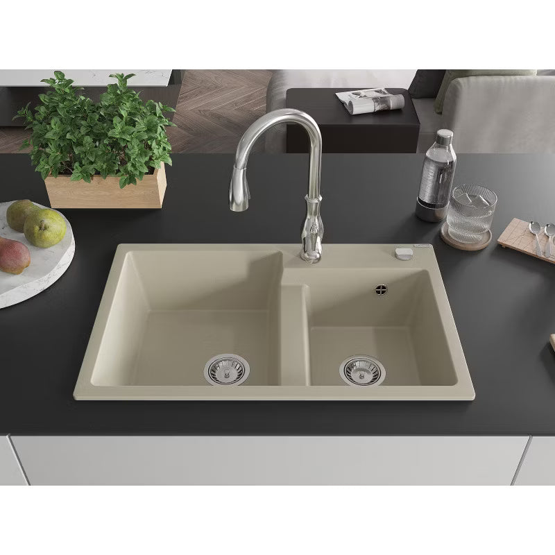 Granitvask Tomas 2-Kammer Beige med Armatur