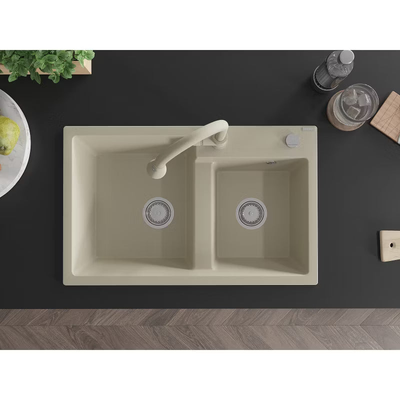 Granitvask Tomas 2-Kammer Beige med Armatur