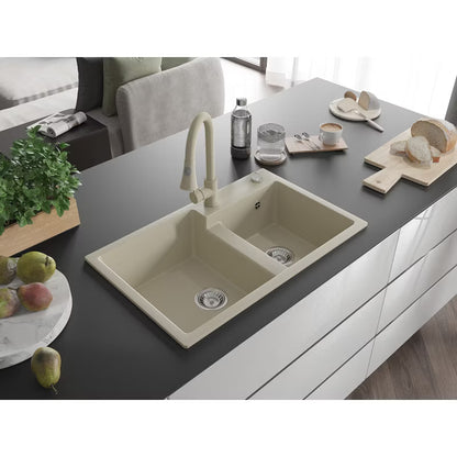 Granitvask Tomas 2-Kammer Beige med Armatur