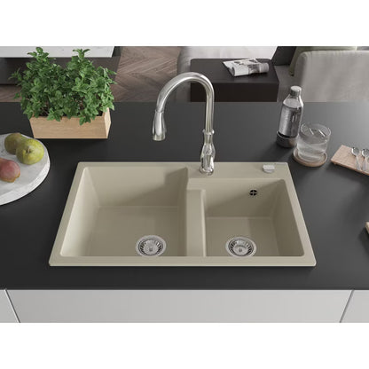 Granitvask Tomas 2-Kammer Beige med Armatur