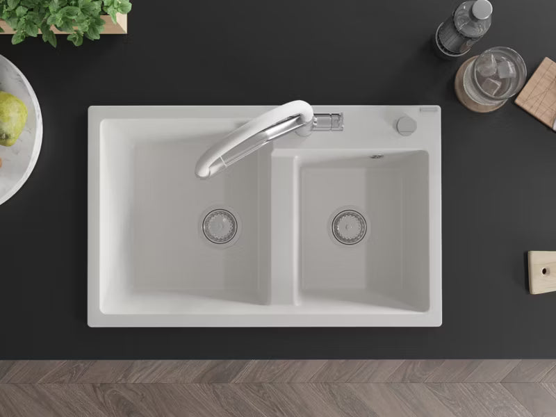 Granitvask Tomas 80x50 cm 2-Kammer med Armatur