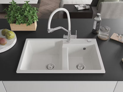 Granitvask Tomas 80x50 cm 2-Kammer med Armatur