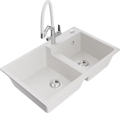 Granitvask Tomas 80x50 cm 2-Kammer med Armatur