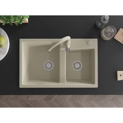 Granitvask Tomas 80x50 cm 2-Kammer Beige med Armatur