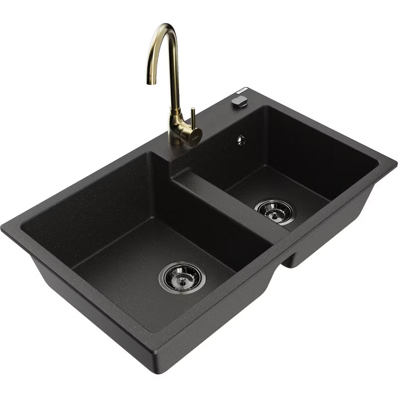 Granitvask Tomas 80x50 cm Sort Guld