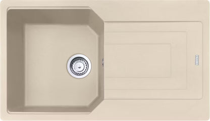 Granitvask Urban 86x50 cm Beige 1-Kammer med Afløbsbakke