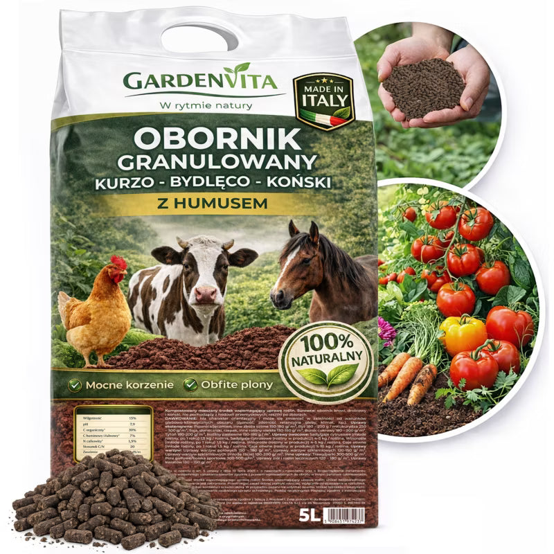 Granuleret Gødning Kvæg Hest Høns med Humus 5 Liter