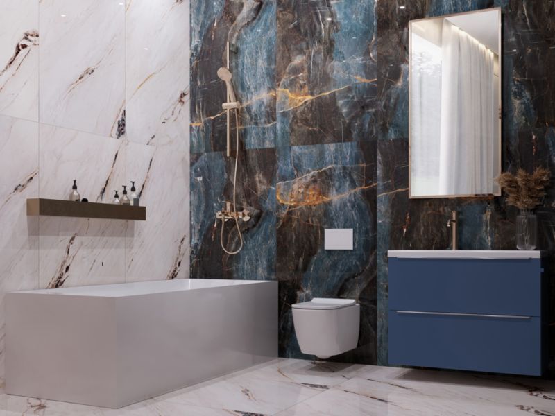 Cavada Ceramstic porcelænsfliser 80 x 160 cm blå 2,56 m²