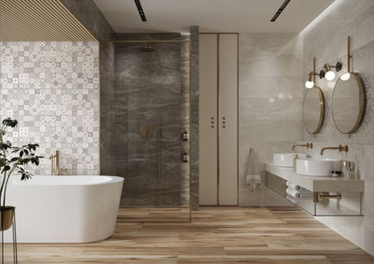 Edera porcelænsflise 20 x 120 cm sort mat 1,2 m²