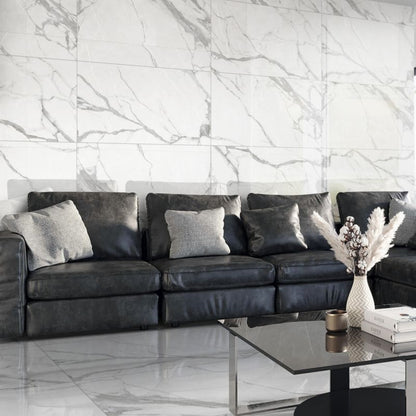 Frostbestandig Nisida Slim porcelænsflise 60 x 120 cm hvid 2,16 m²