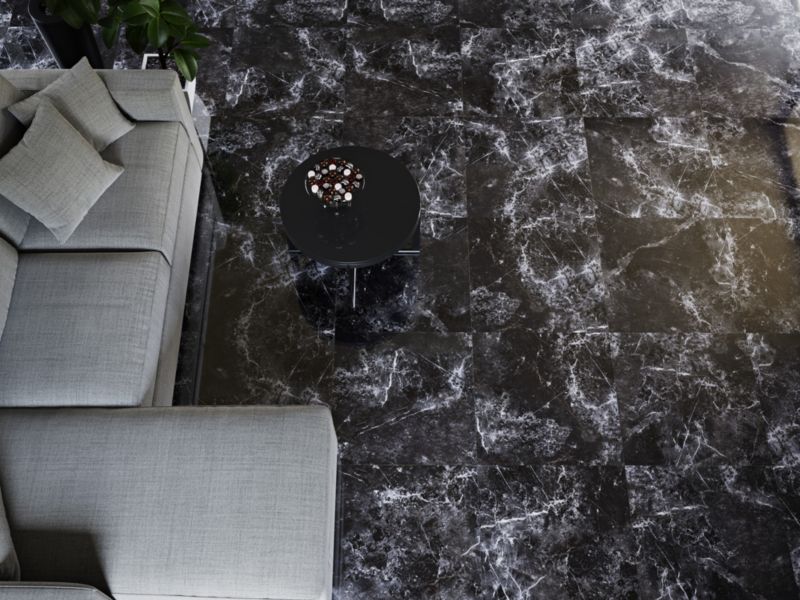Frostbestandig poleret Monteo Ceramstic klinke 60 x 60 cm mørk 1,44 m²