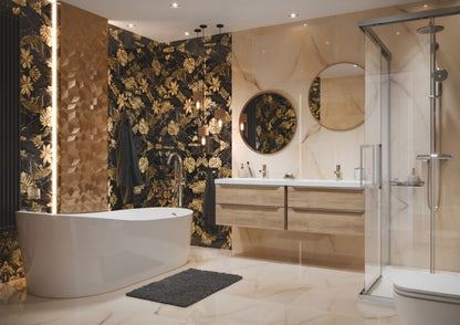 Frostbestandig poleret Topas porcelænsflise 60 x 120 cm gold 1,44 m²