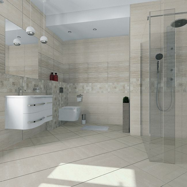 Frostbestandig glaseret Augusto-gulvflise 45 x 45 cm beige 1,82 m²