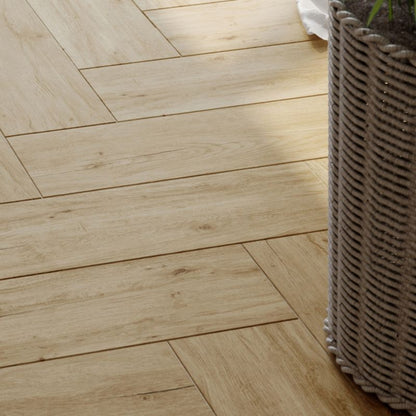 Frostbestandig glaseret porcelænsflise Boxwood GoodHome 18,5 x 59,8 cm brun 1 m²