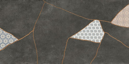 Frostbestandig glaseret porcelænsflise Ezra 60 x 120 cm graphite patchwork 1,44 m²
