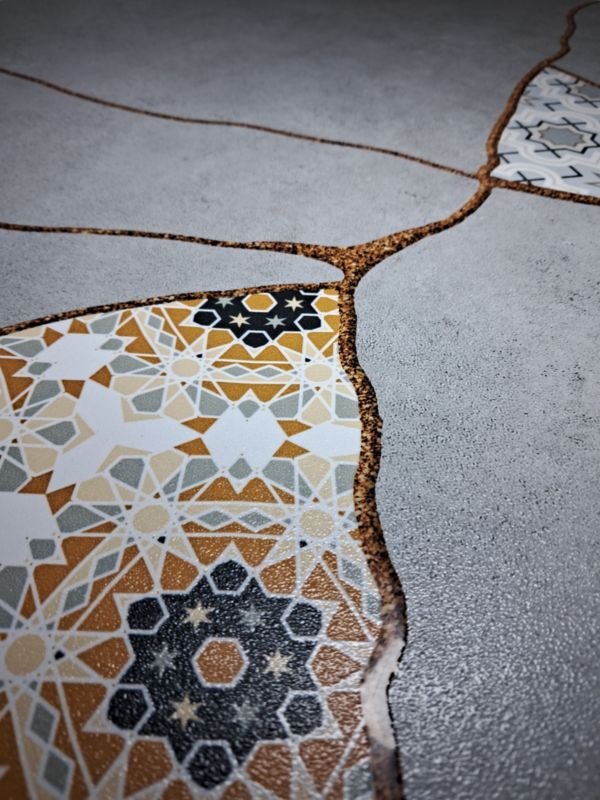 Frostbestandig glaseret porcelænsflise Ezra 60 x 120 cm grå patchwork 1,44 m²