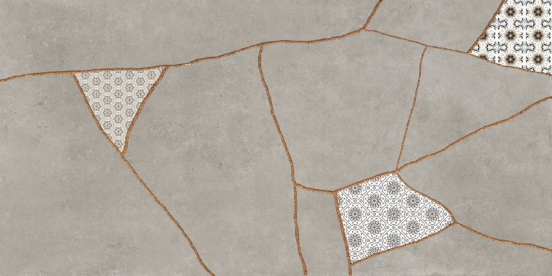 Frostbestandig glaseret porcelænsflise Ezra 60 x 120 cm grå patchwork 1,44 m²