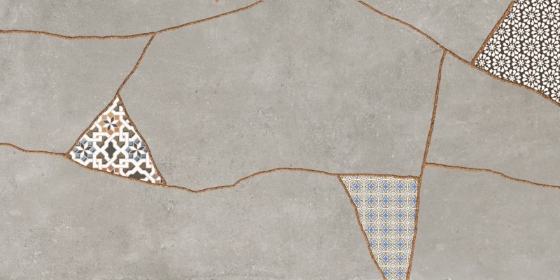 Frostbestandig glaseret porcelænsflise Ezra 60 x 120 cm grå patchwork 1,44 m²
