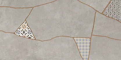 Frostbestandig glaseret porcelænsflise Ezra 60 x 120 cm grå patchwork 1,44 m²