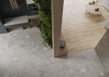 Frostbestandig glaseret porcelænsflise Ezra 60 x 120 cm grå patchwork 1,44 m²