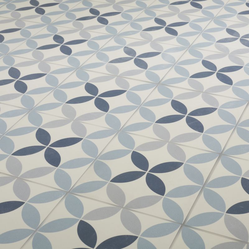 Frostbestandig glaseret porcelænsflise Hydrolic Design 1 Colours 20 x 20 cm cirkel 1 blå 1 m²