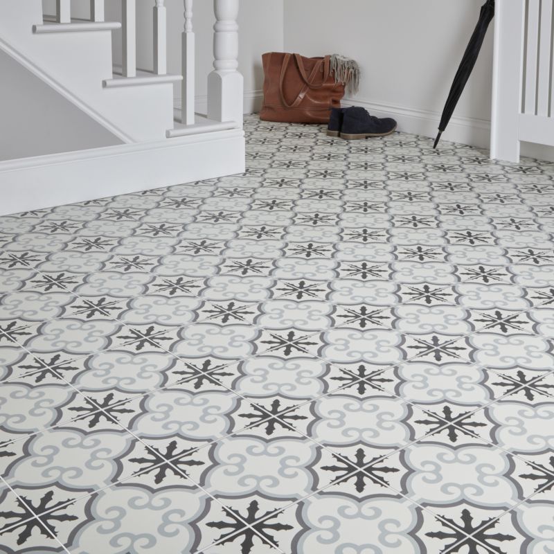 Frostbestandig glaseret porcelænsflise Hydrolic Design 3 Colours 20 x 20 cm b&w flower 1 m²