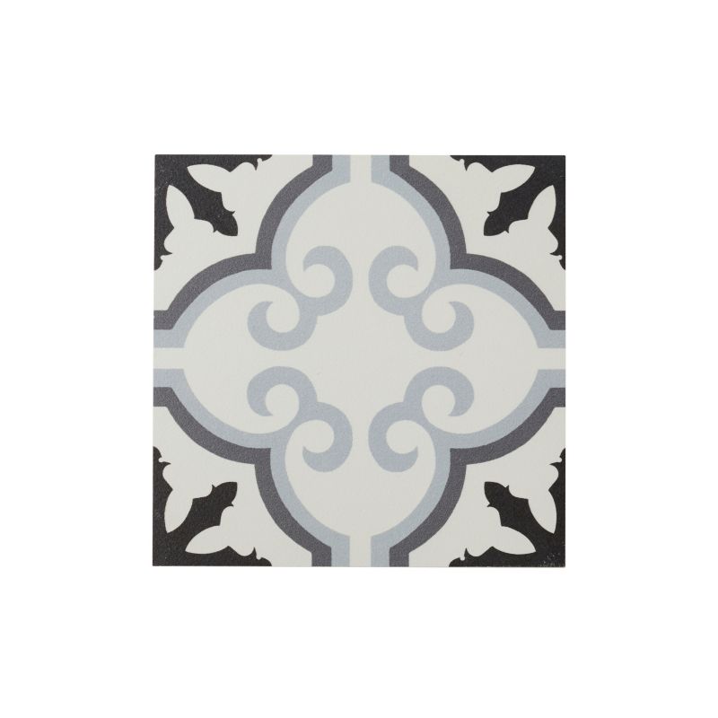Frostbestandig glaseret porcelænsflise Hydrolic Design 3 Colours 20 x 20 cm b&w flower 1 m²