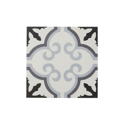 Frostbestandig glaseret porcelænsflise Hydrolic Design 3 Colours 20 x 20 cm b&w flower 1 m²
