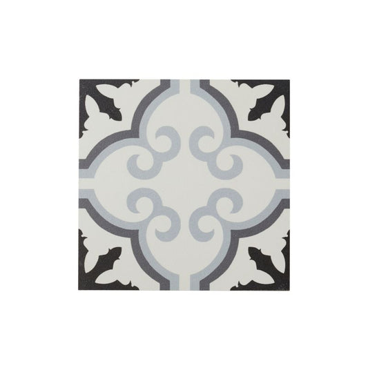Frostbestandig glaseret porcelænsflise Hydrolic Design 3 Colours 20 x 20 cm b&w flower 1 m²