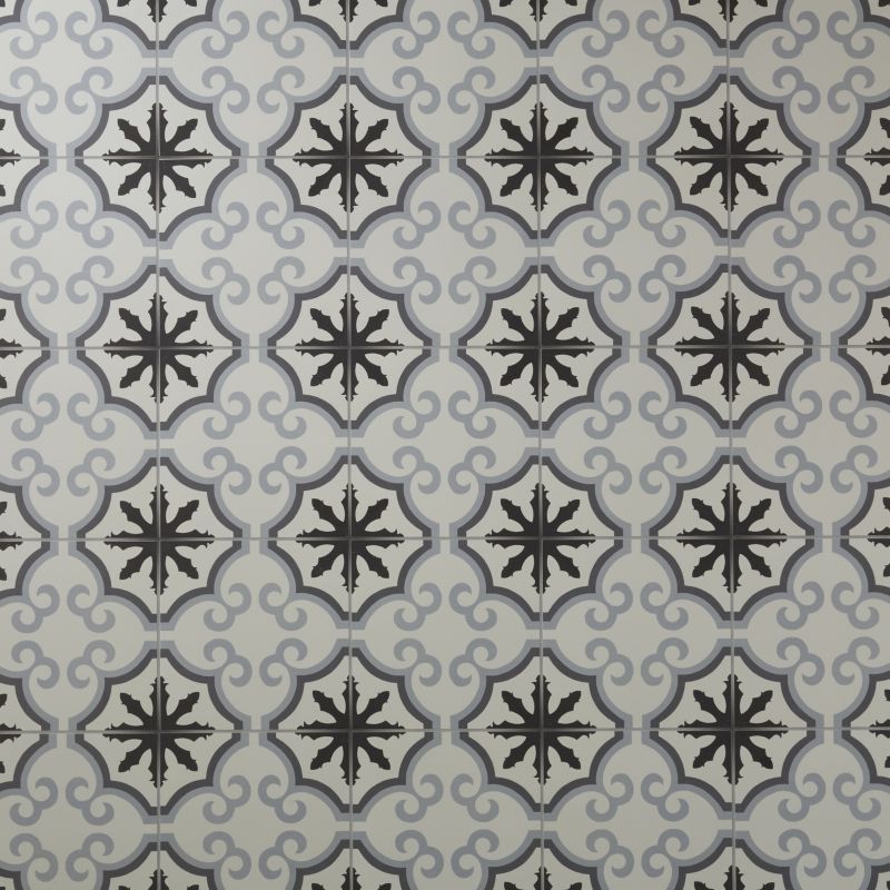 Frostbestandig glaseret porcelænsflise Hydrolic Design 3 Colours 20 x 20 cm b&w flower 1 m²