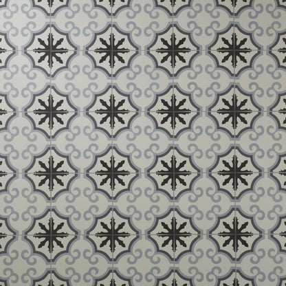 Frostbestandig glaseret porcelænsflise Hydrolic Design 3 Colours 20 x 20 cm b&w flower 1 m²