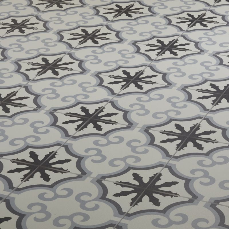 Frostbestandig glaseret porcelænsflise Hydrolic Design 3 Colours 20 x 20 cm b&w flower 1 m²