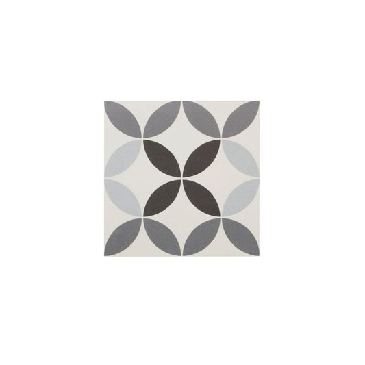 Frostbestandig glasert porcelænsflise Hydrolic Design 4 Colours 20 x 20 cm circle4 b&w 1 m²