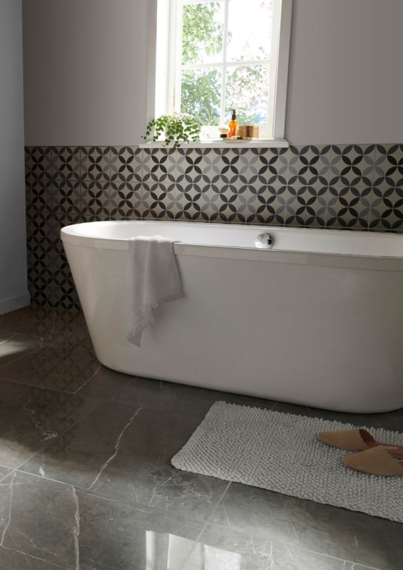 Frostbestandig glasert porcelænsflise Hydrolic Design 4 Colours 20 x 20 cm circle4 b&w 1 m²