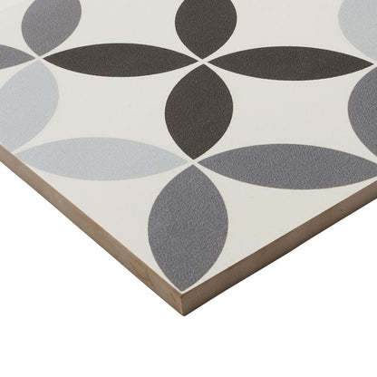 Frostbestandig glasert porcelænsflise Hydrolic Design 4 Colours 20 x 20 cm circle4 b&w 1 m²
