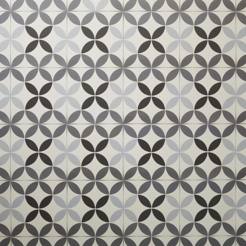 Frostbestandig glasert porcelænsflise Hydrolic Design 4 Colours 20 x 20 cm circle4 b&w 1 m²