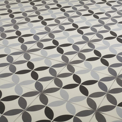 Frostbestandig glasert porcelænsflise Hydrolic Design 4 Colours 20 x 20 cm circle4 b&w 1 m²