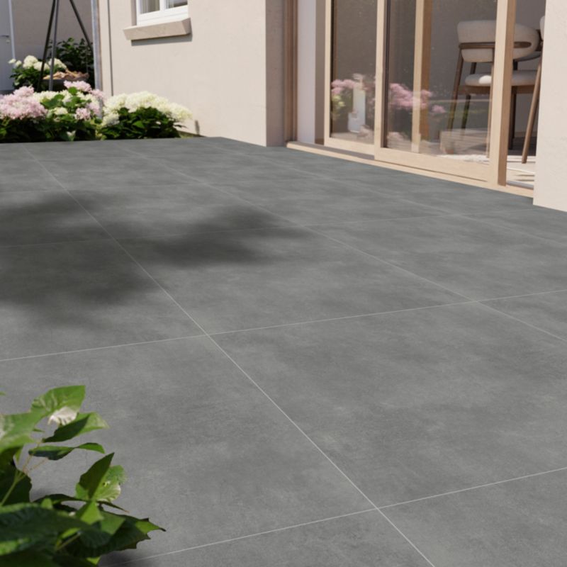 Frostbestandig glaseret klinkegulv Kancoun GoodHome 59,8 x 59,8 cm antracit 1,07 m²