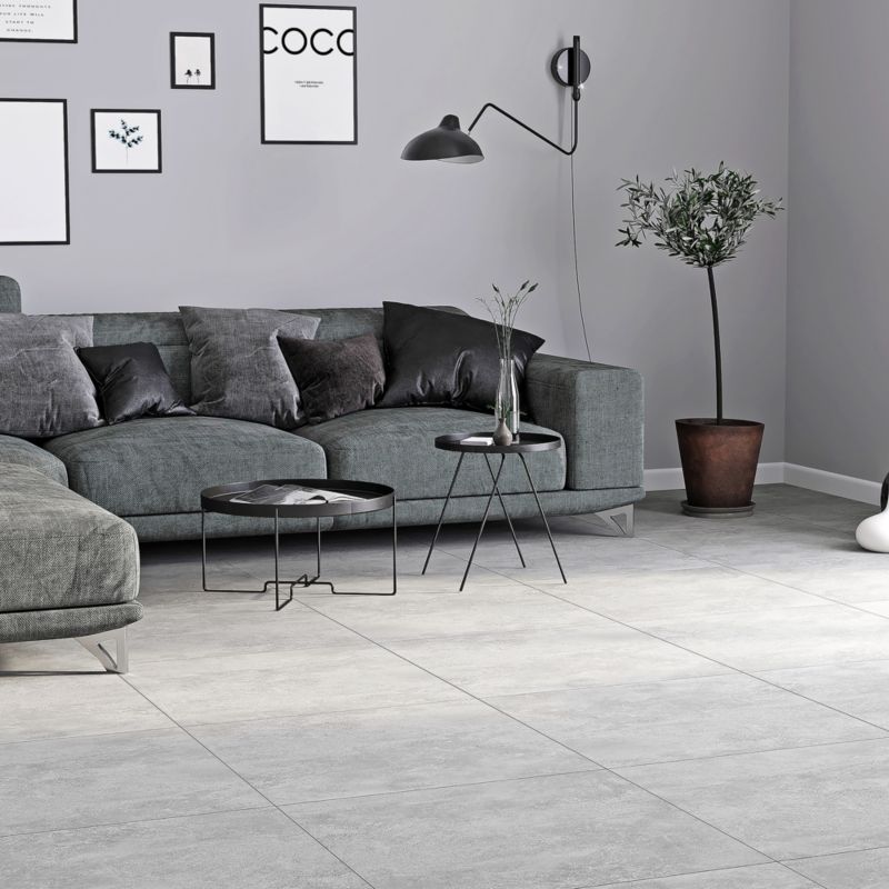 Frostbestandig glaseret klinkegulv Kancoun GoodHome 59,8 x 59,8 cm lys grå 1,07 m²