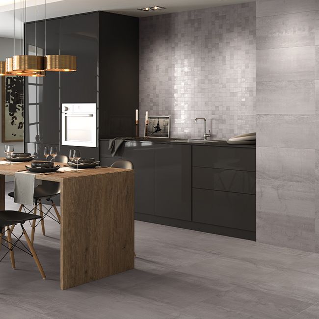 Frostbestandig glaseret metal-gulvflise 60 x 120 cm sølv 1,44 m²