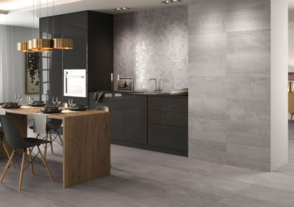 Frostbestandig glaseret metal-gulvflise 60 x 120 cm sølv 1,44 m²