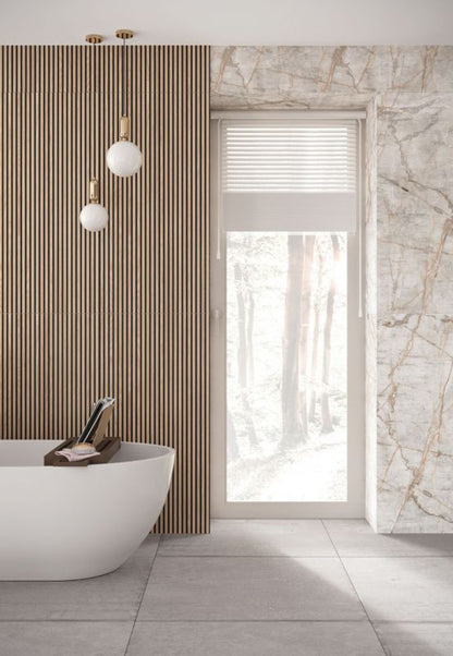 Frostbestandig glaseret Naturale porcelænsflise 60 x 120 cm white carving 1,44 m²