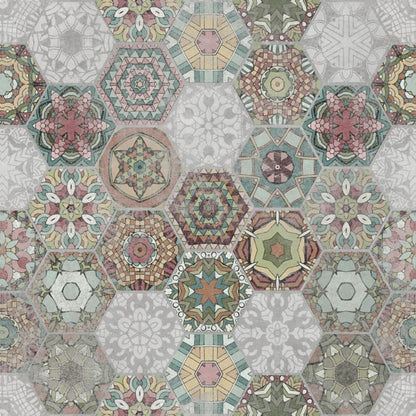 Frostbestandig glasurbelagt patchwork hexagon gulvflise 60 x 60 cm multifarvet 1,44 m²