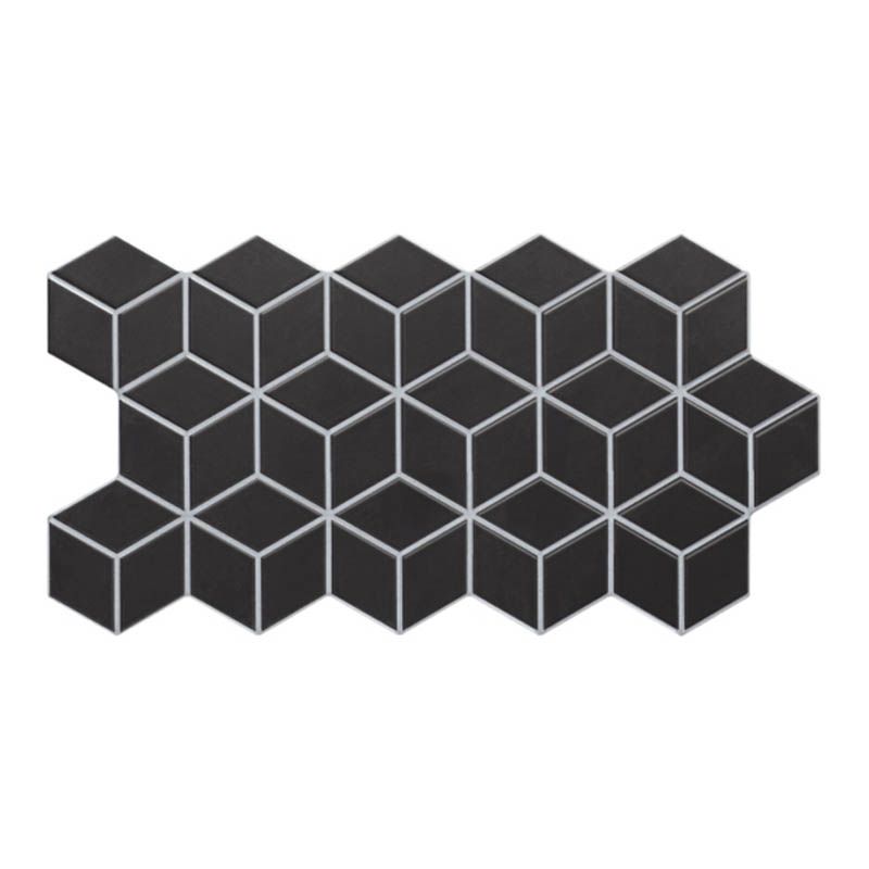 Frostbestandig glaseret Rhombus-gulvflise 26,5 x 51 cm sort 0,95 m²