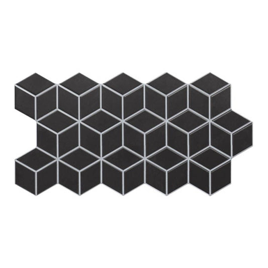 Frostbestandig glaseret Rhombus-gulvflise 26,5 x 51 cm sort 0,95 m²