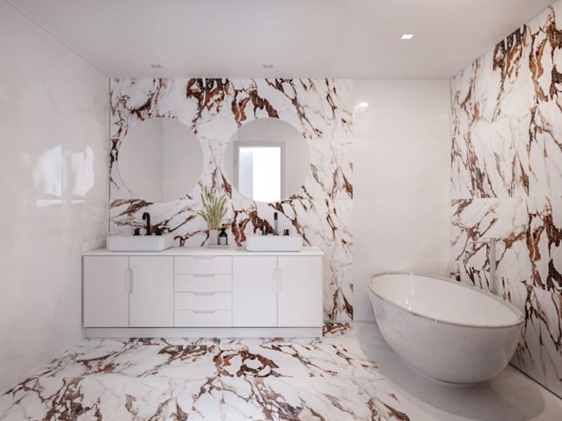 Frostbestandig polert Rosastone-gulvflise 60 x 120 cm 1,44 m²