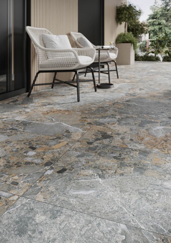 Frostbestandig glaseret Sandalo-gulvflise 60 x 60 cm dark, 1,44 m²