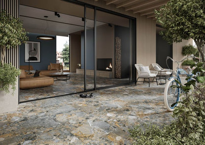 Frostbestandig glaseret Sandalo-gulvflise 60 x 60 cm dark, 1,44 m²