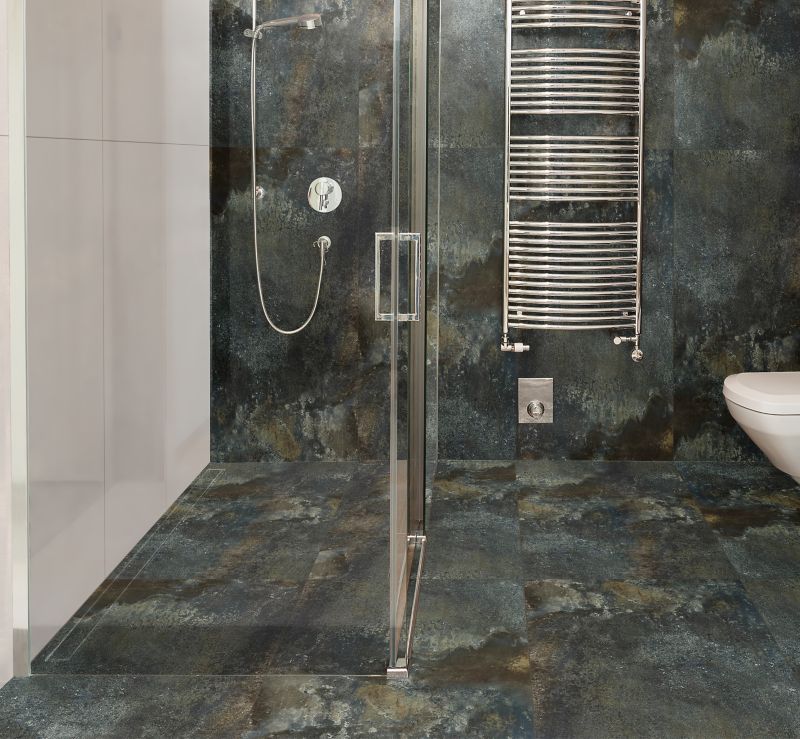Frostbestandig glaseret Stainstone Ceramstic porcelænsflise 80 x 160 cm metal 2,56 m²