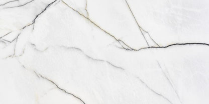 Frostbestandig glasert Statuario Slim-gulvflise 60 x 120 cm hvid 2,88 m²